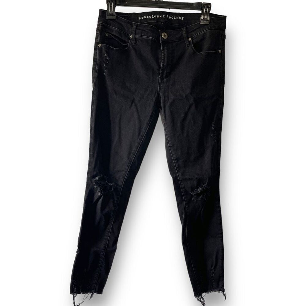 Articles of Society Black Skinny Frayed‎ Hem Jeans, 29